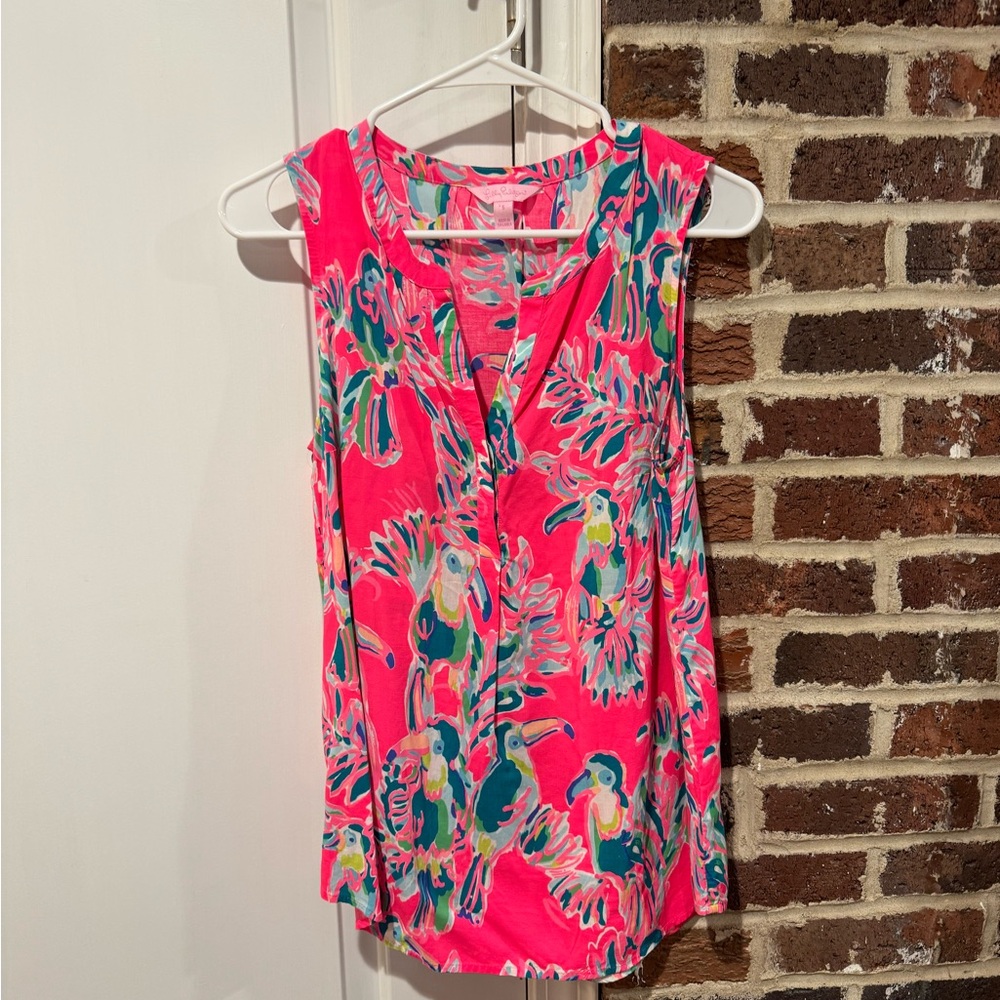 Lilly Pulitzer Toucan Pink Sleeveless Blouse